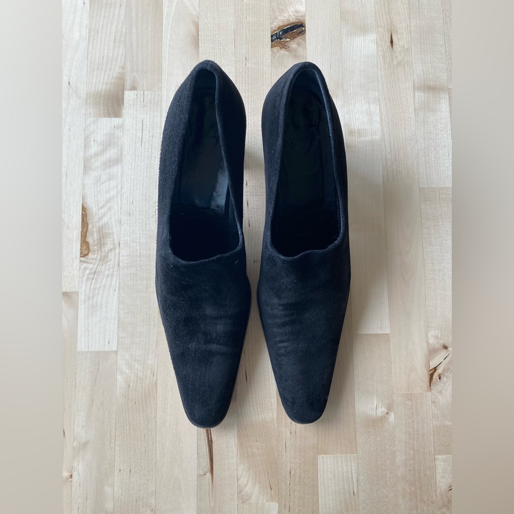 Robert Clergerie Driver Pumps Black Suede Made In France Vintage 80-90’s Sz 8.5